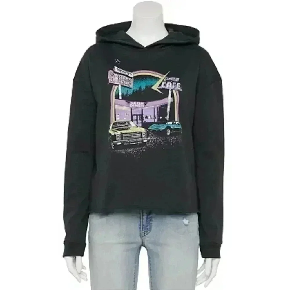 DESERT Shakes & Fries Cropped Fleece Hoodie. Nwt size small - Picture 2 of 10